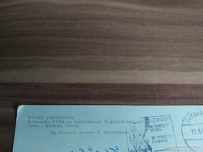 Magas Tátra, Hegyi szálloda PTTK Kalatówki - szálloda Zakopanéban, 1967-es bélyegzés