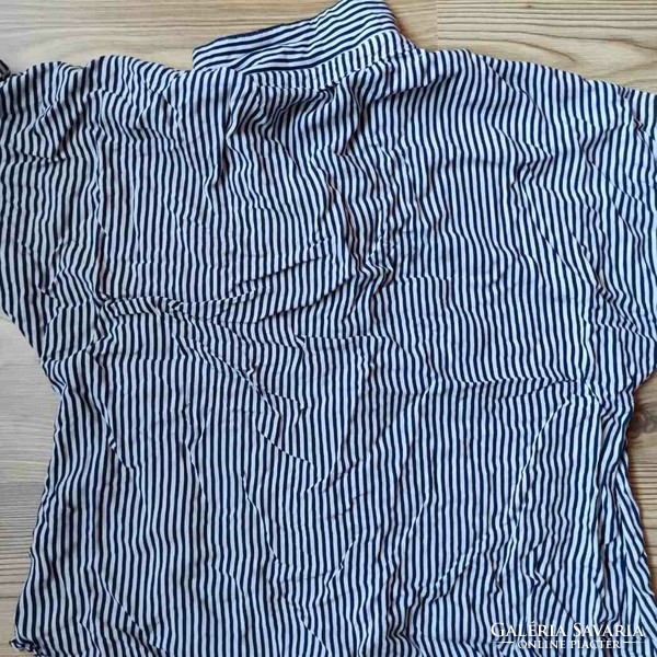 H&s blue - white striped, m/l viscose blouse
