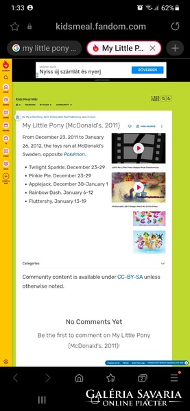 MLP My Little Pony Mc Donalds mekis figura sor 2011 - 6 db egyben