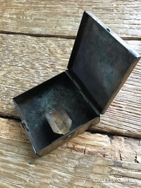 Copper hand ashtray decorated with antique fire enamel