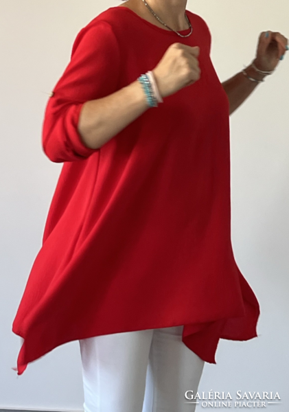 Red one-size-fits-all rayon tunic/top - new