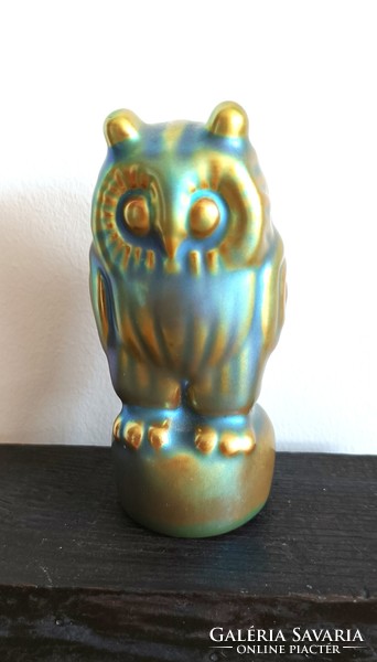 Retro Hungarian Zsolnay porcelain. Judit Nàdor. Eosin owl