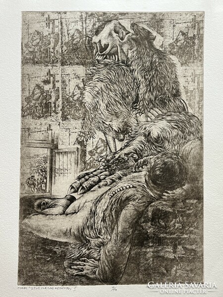 Gábor Rádóczy Gyarmathy (1943. –) Painter 7/50. Etching 61x70cm jokai