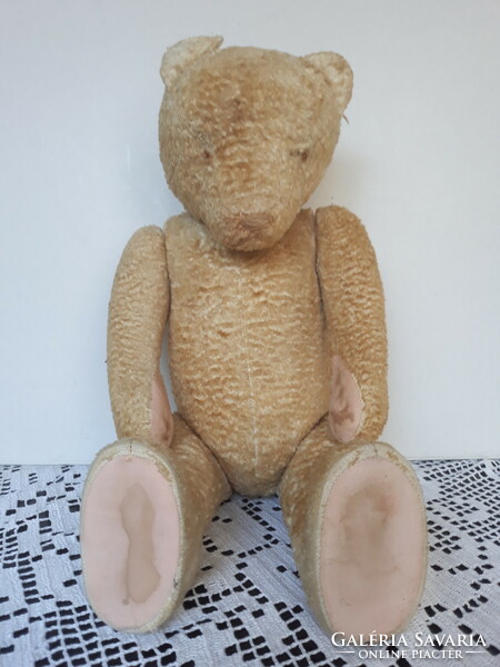 Large old straw teddy bear, 50 cm