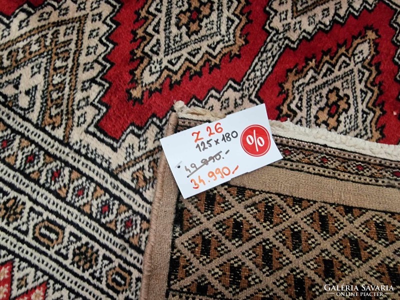 Pakisztáni yamud kézi csomózású 125x180 cm gyapjú perzsa szőnyeg Z26