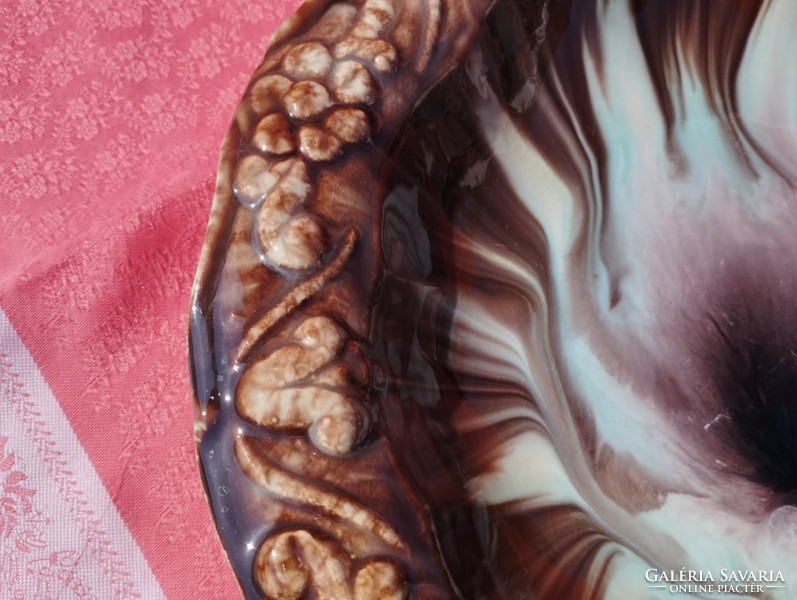 Gyönyörű német majolika kerámia kínáló tál, asztalközép