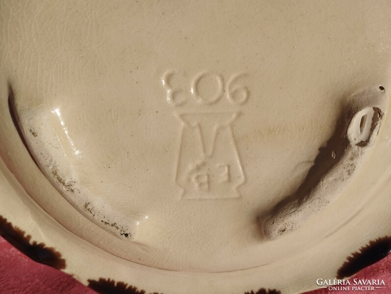 Beautiful German majolica ceramic serving bowl, centerpiece
