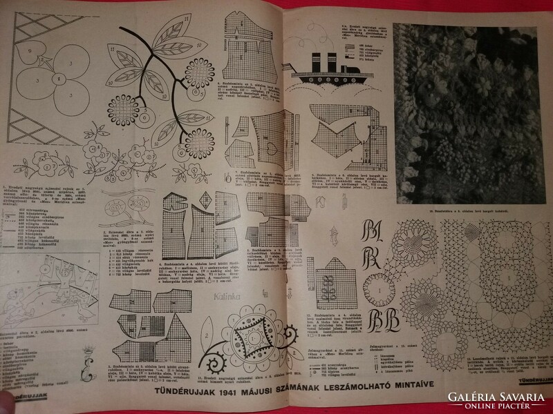 Antik 1941 május Tündér ujjak kézimunka Magazin melléklettel gazdagon illusztrálva