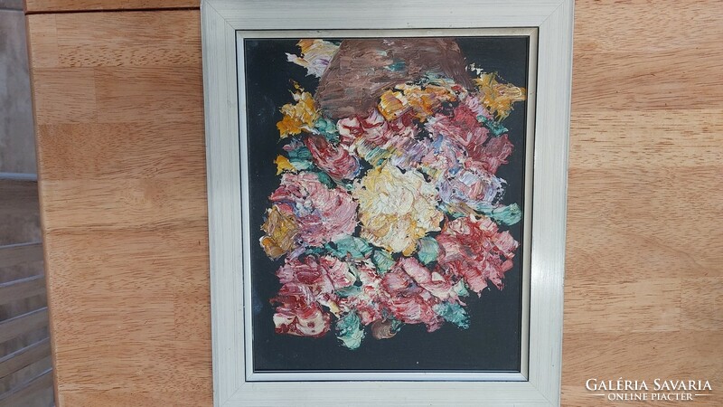 (K) flower still life painting 26x31 cm with frame