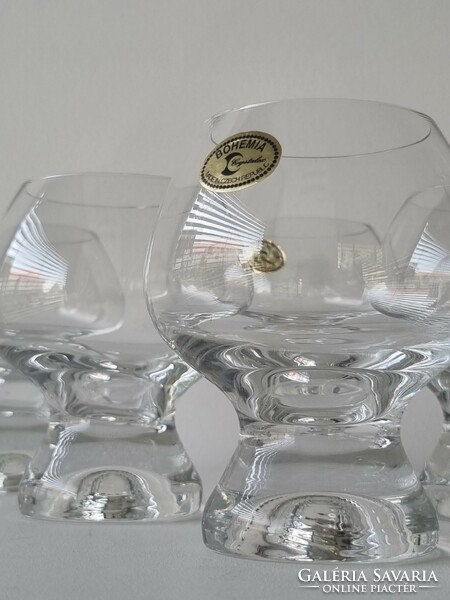 Vintage bohemian crystal cognac glass set