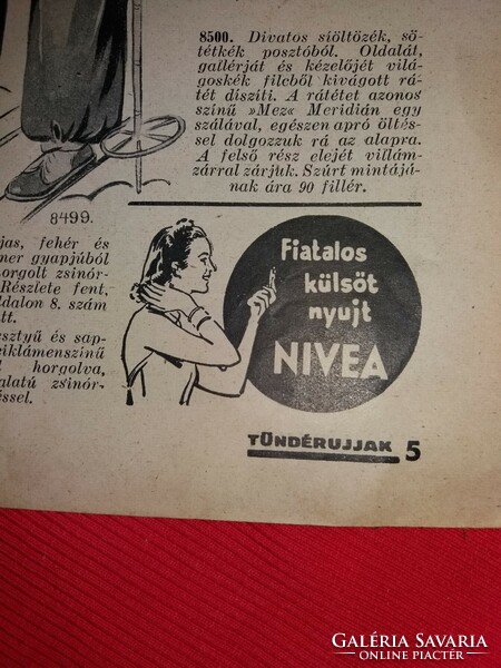 Antik 1940 november Tündér ujjak kézimunka Magazin melléklettel gazdagon illusztrálva