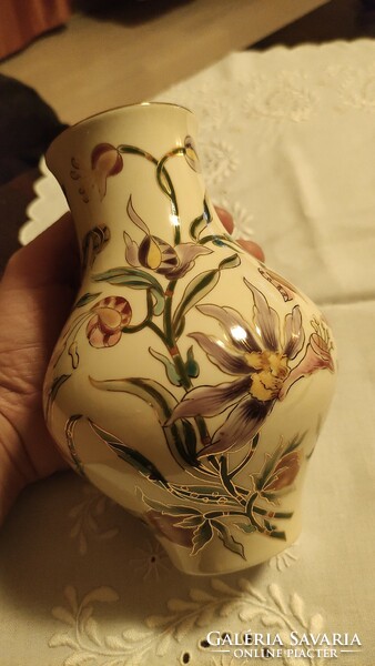Zsolnay porcelain vase with orchid pattern