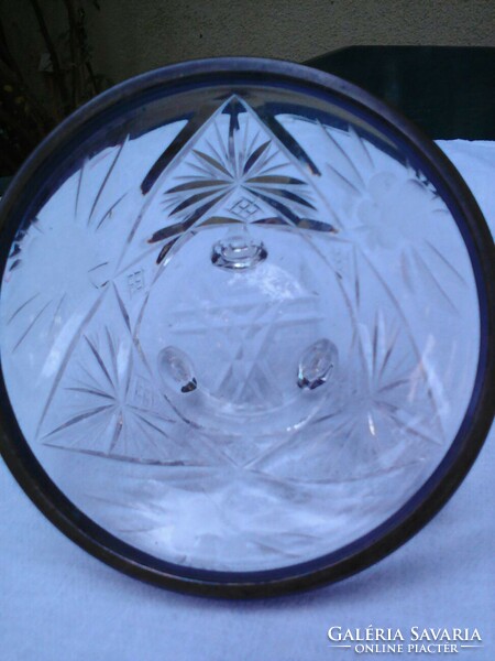 Crystal bowl with silver rim