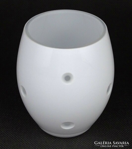 1O232 white colored layered blown Scandinavian egg-shaped glass vase 10.5 Cm