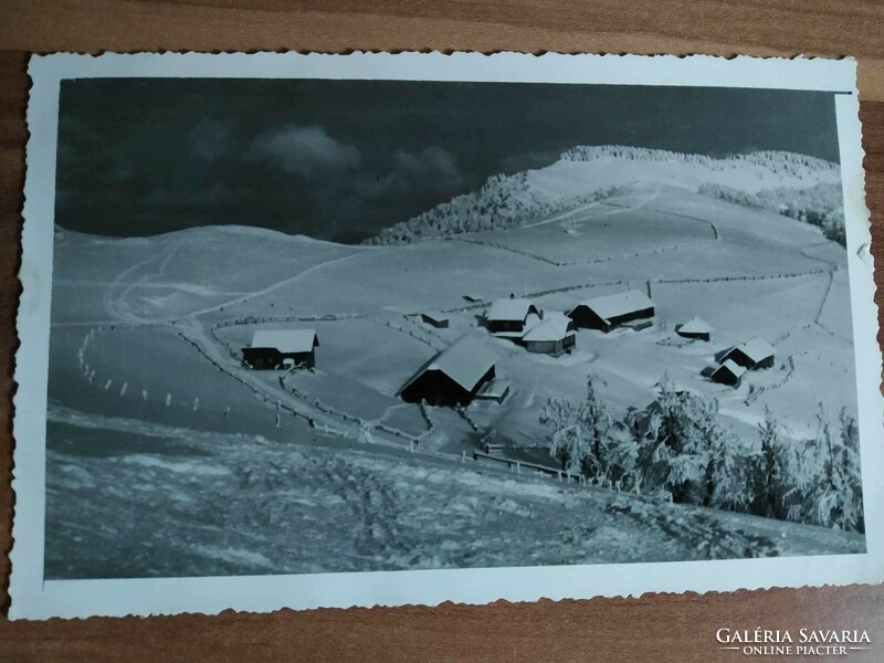 Ukrajna, Tiszaborkút, üdülőtelep télen, Mencsul 1314 m, fotó képeslap, 1940