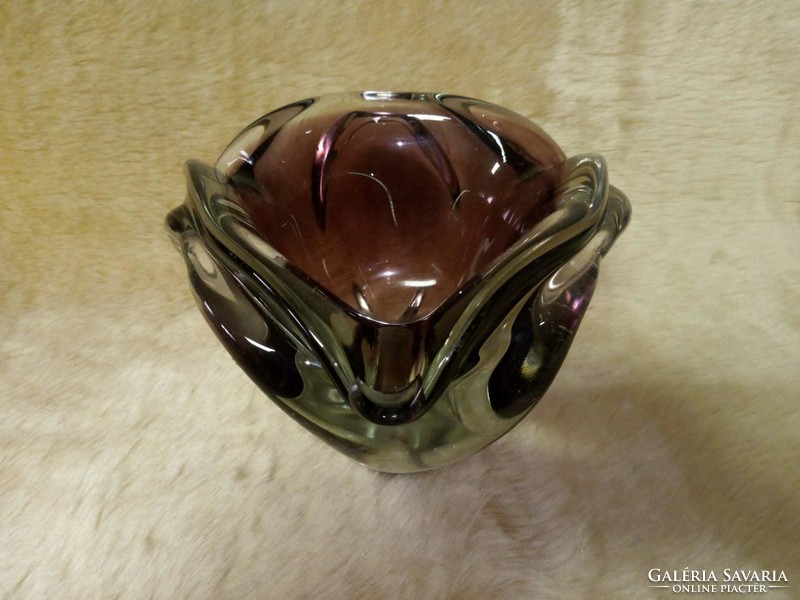 Murano ashtray, thick, heavy, with decorative colors