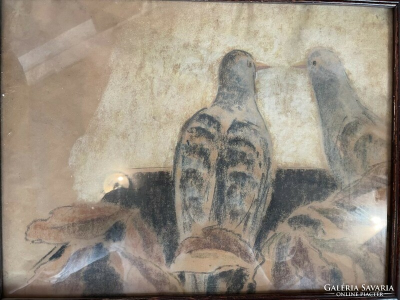 Pastel picture of pigeons