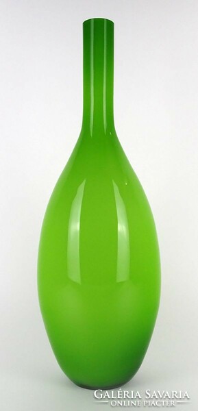 1O237 Színezett fújt zöld rétegelt nagyméretű művészi skandináv stúdió üveg váza 50 cm
