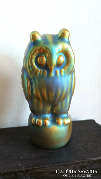 Retro Hungarian Zsolnay porcelain. Judit Nàdor. Eosin owl