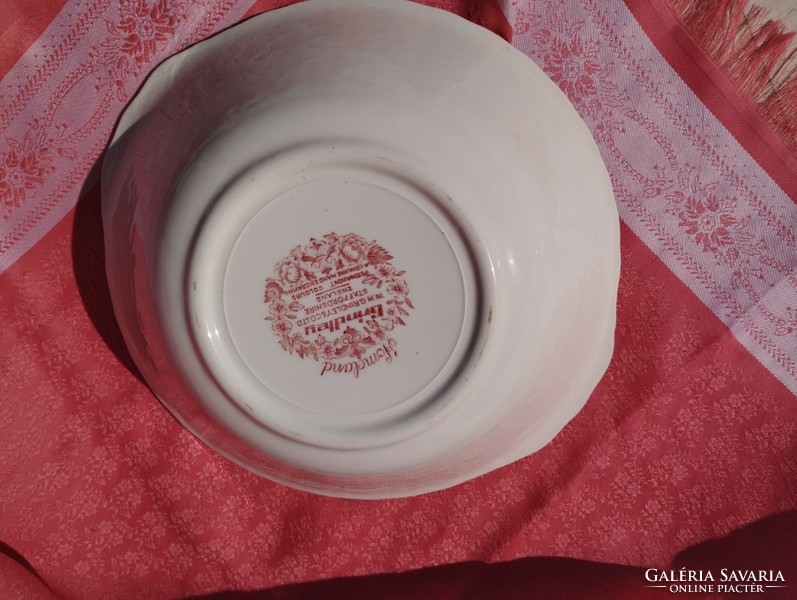 English scenic porcelain deep serving bowl, centerpiece