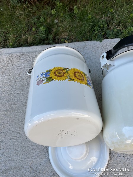 Enamel enameled approx. 3 liter sunflower teapot milk jug jug vessel antique nostalgia