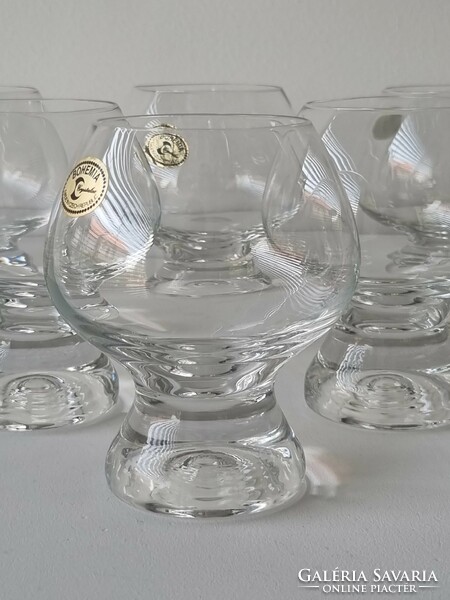 Vintage bohemian crystal cognac glass set