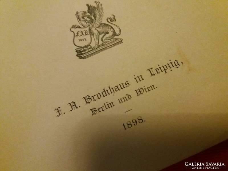 1898. Brockhaus Konversations-Lexikon 2 kötet, luxuskiadás (aranyozott fej) német gótbetűs egybe