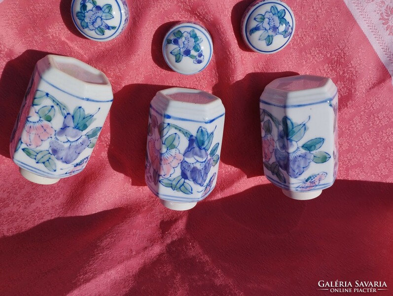 3 Pcs. Oriental tea herb holder, porcelain spice holder