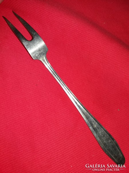 Antique silver-plated alpaca two-pronged Art Nouveau meat fork 26 cm - 9 cm with skewer head, condition according to pictures