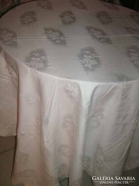 Beautiful vintage white rose damask tablecloth