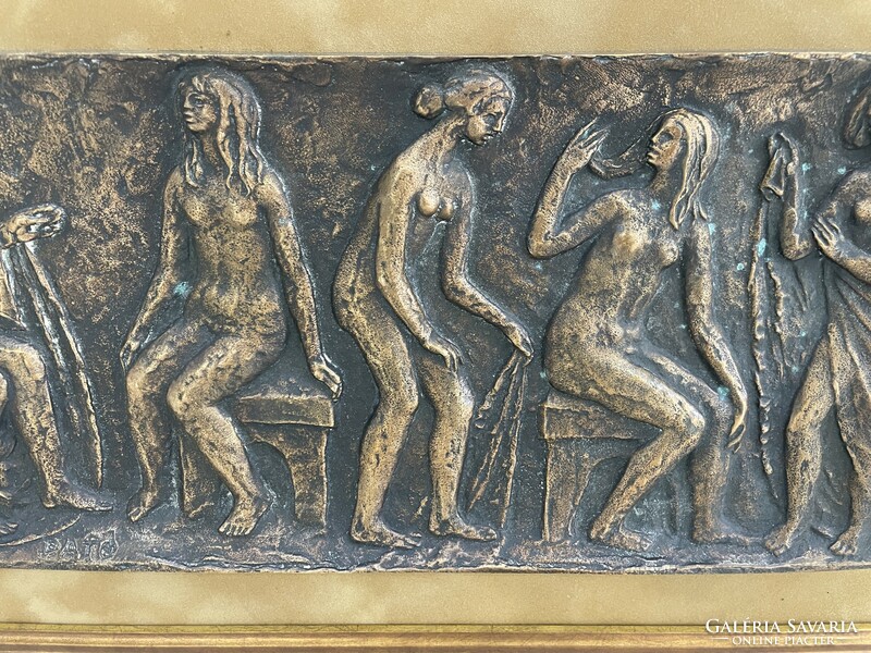 Pató Róza bronz falikép fürdő aktok nők lányok képcsarnok