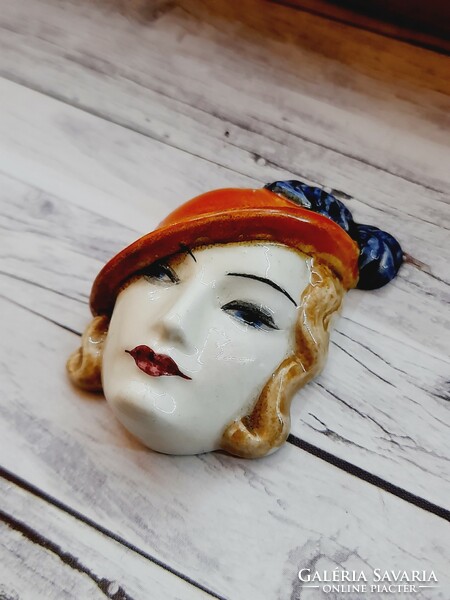 Ceramic mini art deco wall mask, rudolf podany