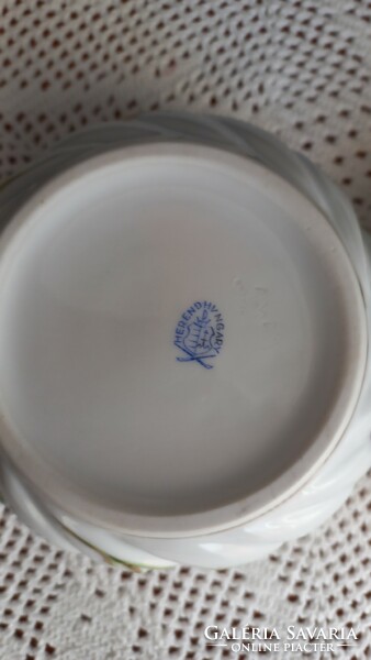 Herendi porcelán bonbonier, jelzett, sérülésmentes, magasság: 8,5 cm, nyílásának átm: 10 cm