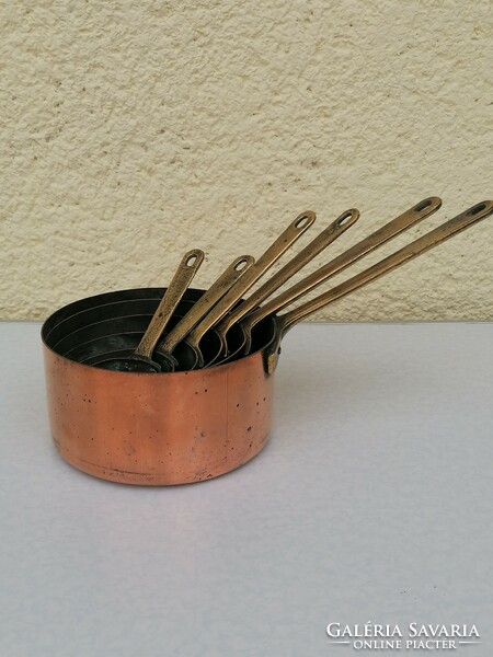 Antique French copper set, set of 6