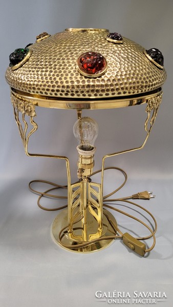 Antik szecessziós réz asztali lámpa