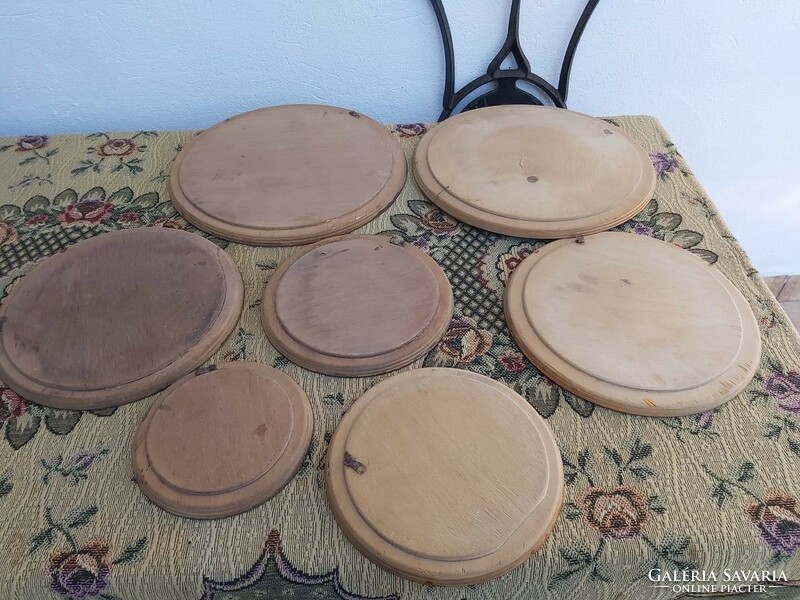 Wooden carved and painted wall plate set of wall plates. Plate