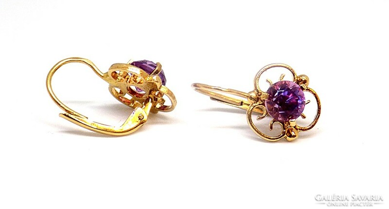 Gold earrings with purple stones (zal-au119612)