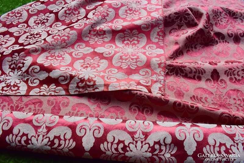 Silk brocade old material, drapery, tablecloth, patterned on a red background 250 x 135 cm ~ 3m2