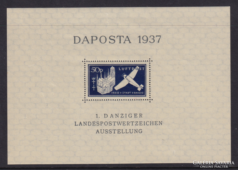 1937 Dutsches Reich Danzig szabad város német bélyeg blokk  III. Birodalom falcos postatiszta