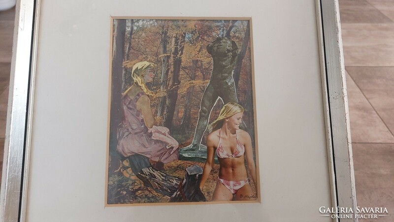 (K) b. László Hajdú is a great collage picture with a 37x52 cm frame