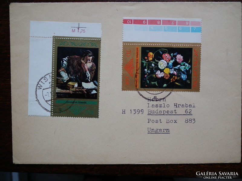 1973. NDK futott borítékok: 3db - Festmények sor - ívsarki, ívszéli bélyegek is (kb.1800Ft++)