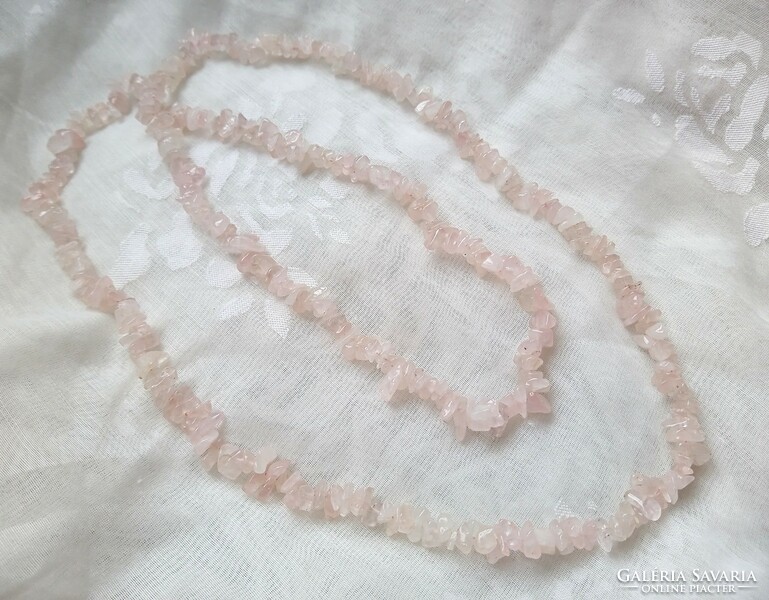 Retro pale peach pink rock crystal necklace 92cm