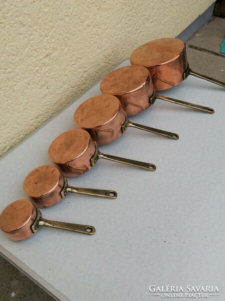 Antique French copper set, set of 6