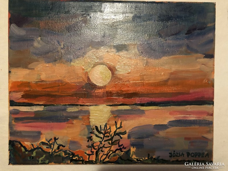 Balatoni naplemente című olajfestmény