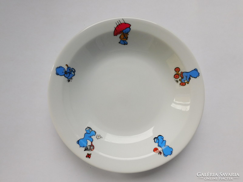 Vintage lubiana blue teddy bear children's plate