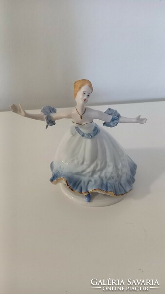 Crown regal porcelain statue, dancing girl.