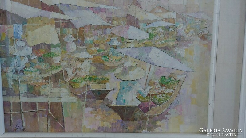 (K) wonderful painting by apirak achawapichettum with frame 56x46 cm