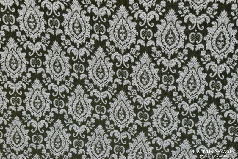 Silk brocade old material, drapery, tablecloth, patterned on a green background 660 x 125 cm ~ 8m2