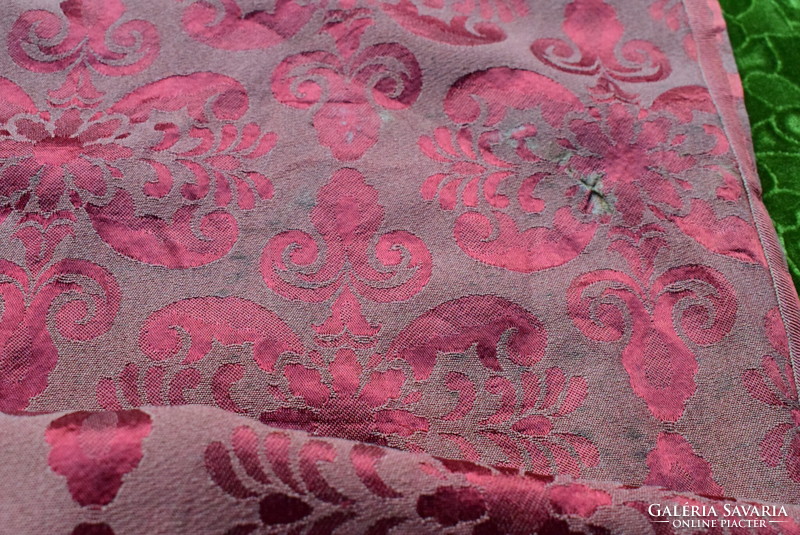 Silk brocade old material, drapery, tablecloth, patterned on a red background 250 x 135 cm ~ 3m2