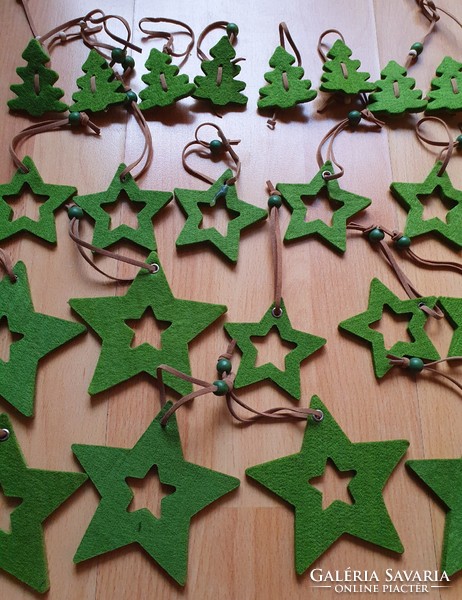 Karácsonyi filc dekoráció csillag fenyőfa akasztható dísz kellék